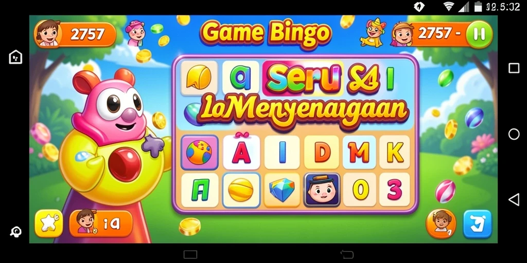 Tampilan layar utama dalam permainan Bingo yang menarik.