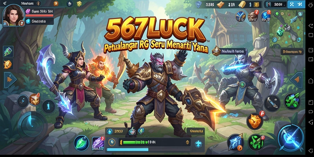 Screenshot gameplay 567LUCK menunjukkan aksi pertempuran yang mendebarkan.