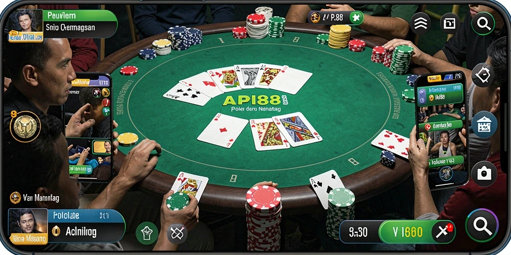 Tampilan permainan poker yang mendebarkan di API88.