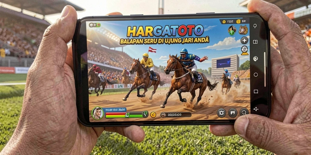 Tampilan gameplay HARGATOTO dengan aksi balapan seru di trek.