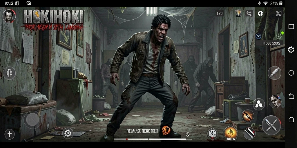 Gameplay menegangkan dalam HOKIHOKI dengan suasana yang mencekam.