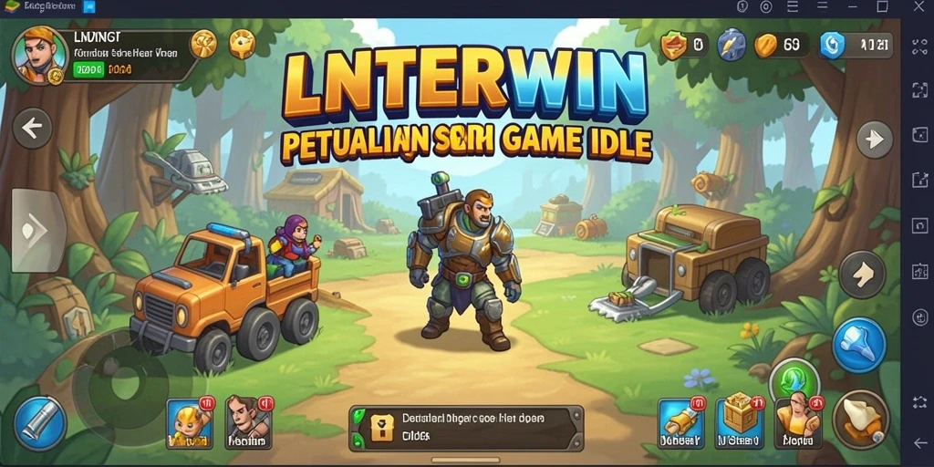 Screenshot LNTERWIN menampilkan pemain mengelola sumber daya dalam permainan Idle.