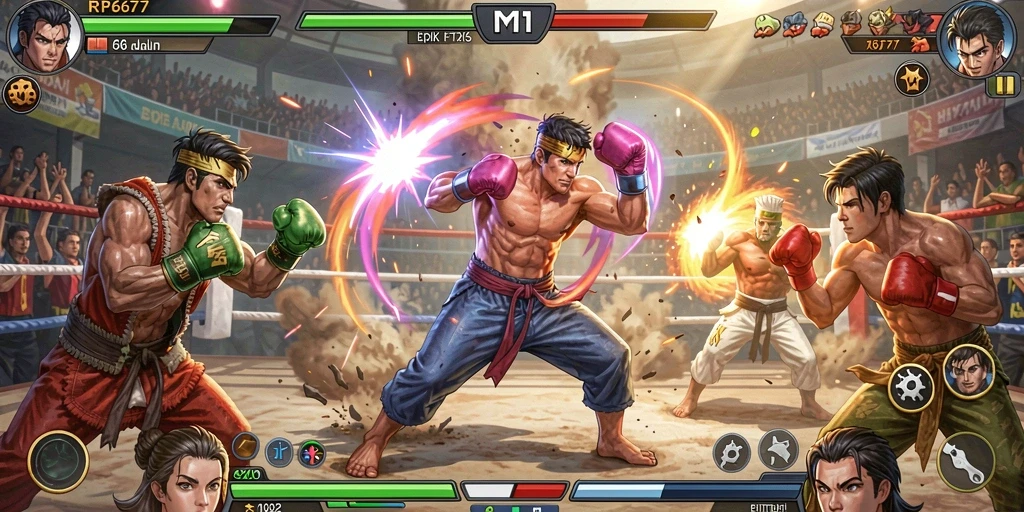 Gameplay seru dari RP6677 menampilkan pertarungan intens.