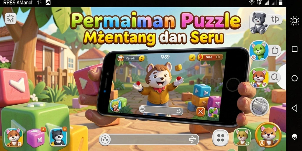 Screenshot RR89 menunjukkan gameplay Puzzle yang mendebarkan.