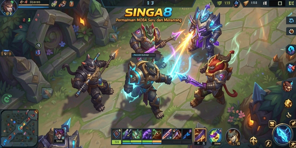 Tampilan gameplay seru dan dinamis di SINGA8.